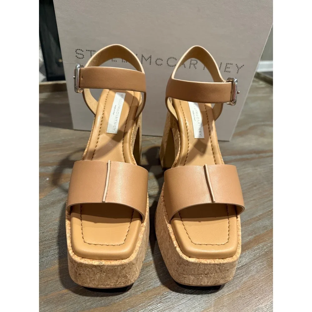 Stella McCartney Skyla Platform Sandals VEGEA Vegan Cork Heel 38.5 9.5 NIB‎